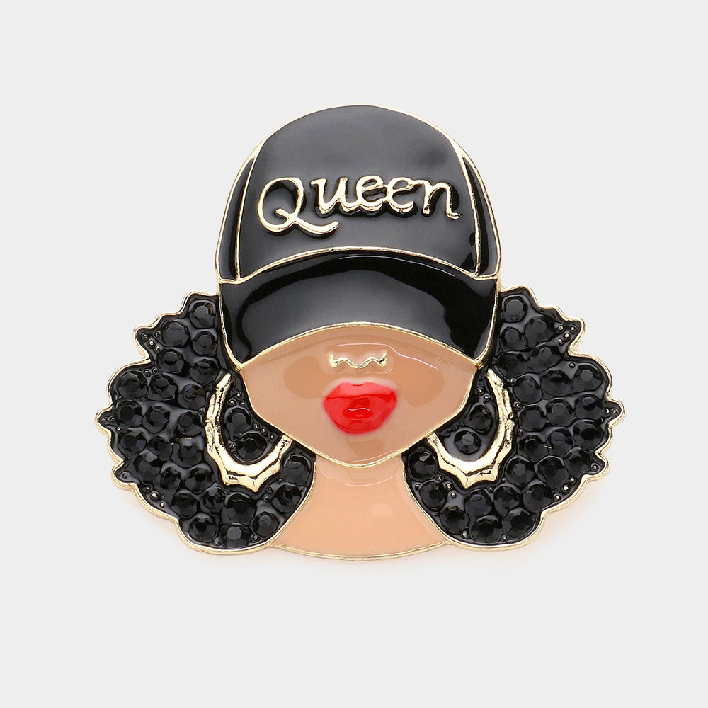 Black Gold Afro Brooch