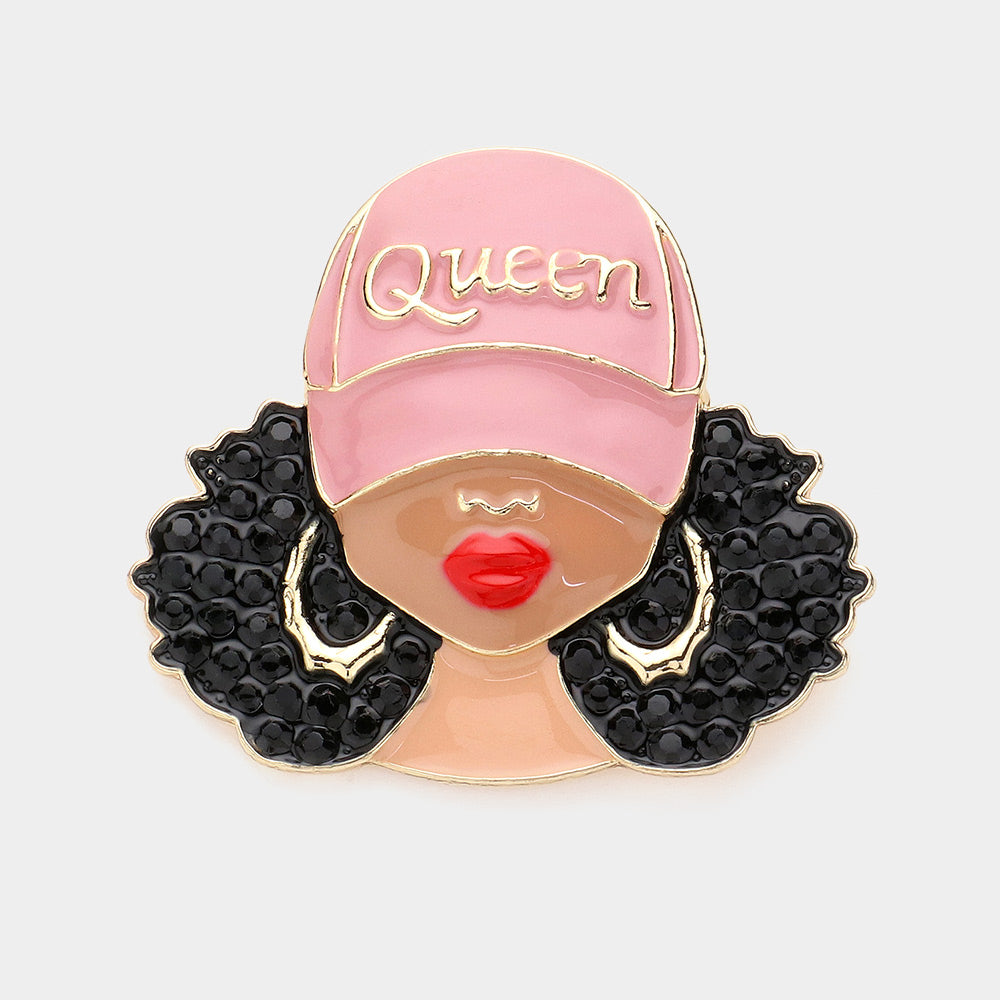 Pink Gold Afro Brooch
