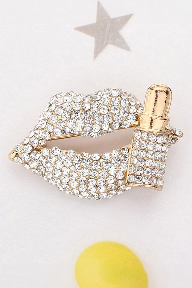 Gold Lip Brooch