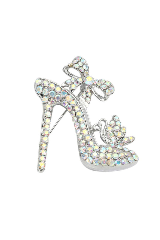 Silver Ab Shoe Brooch