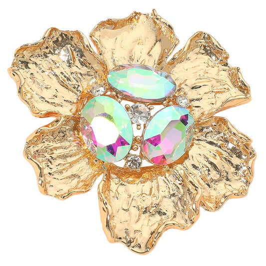 Gold Big Flower Brooch