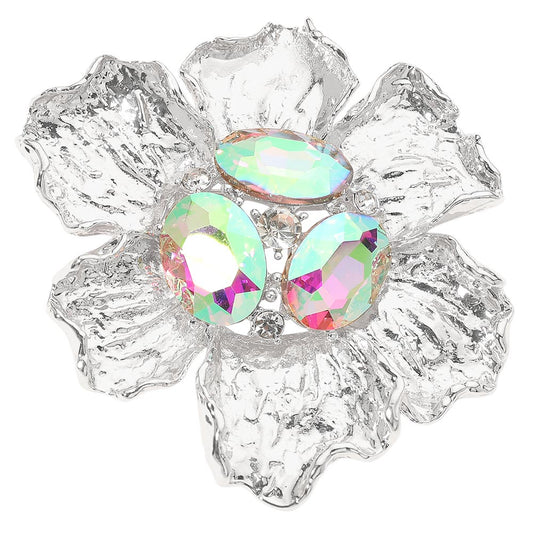 Silver Big Flower Brooch