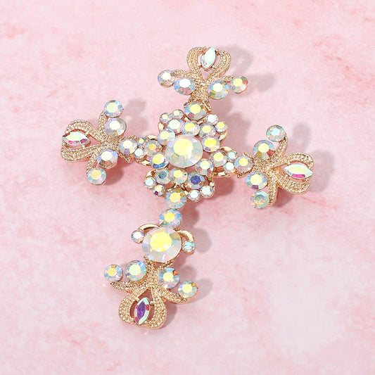 AB Gold Cross Brooch