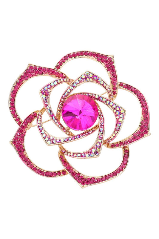 Fuchsia Flower Stone Brooch