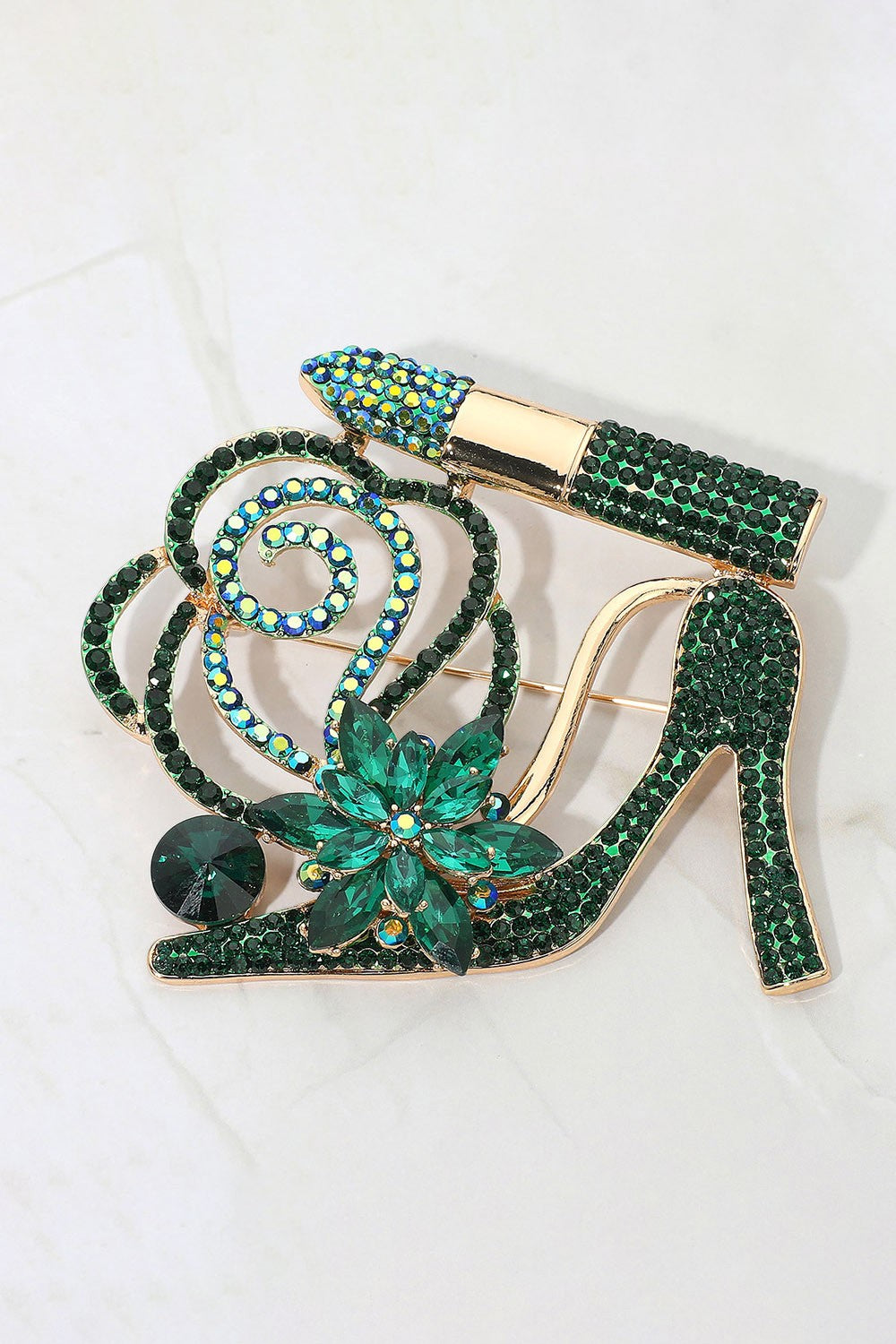 High Heel Green Brooch