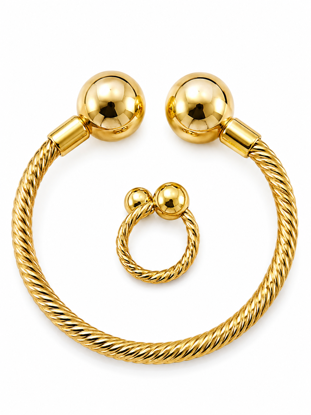Gold Ball Bracelet Set