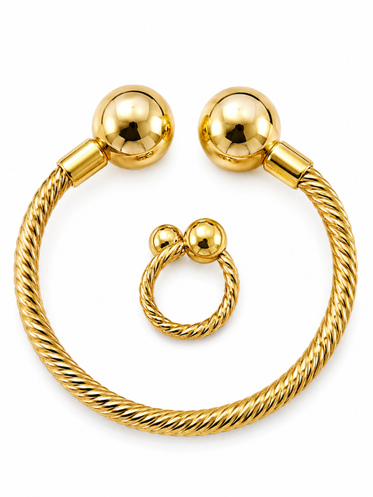 Gold Ball Bracelet Set