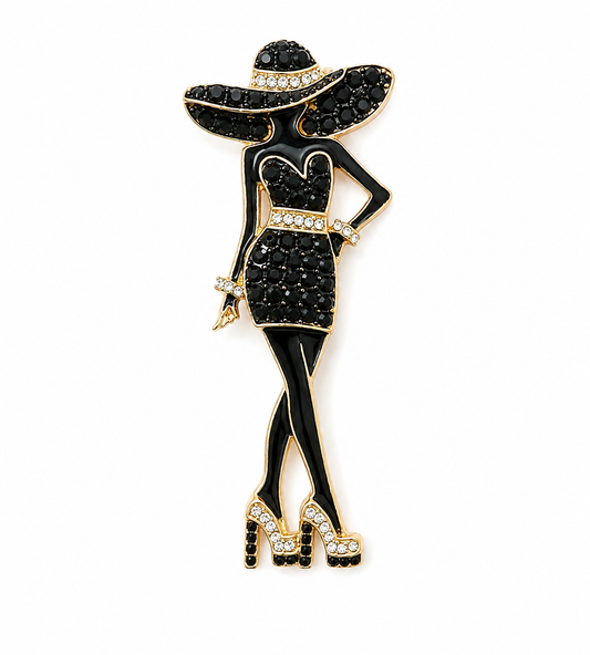 Black Stone Lady Brooch