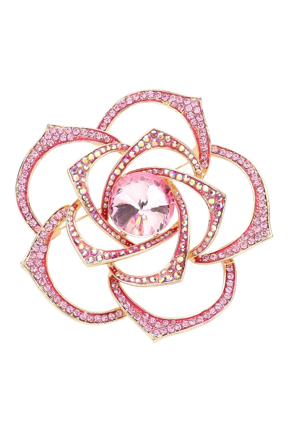 Pink Flower Stone Brooch