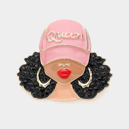 Pink Gold Afro Brooch