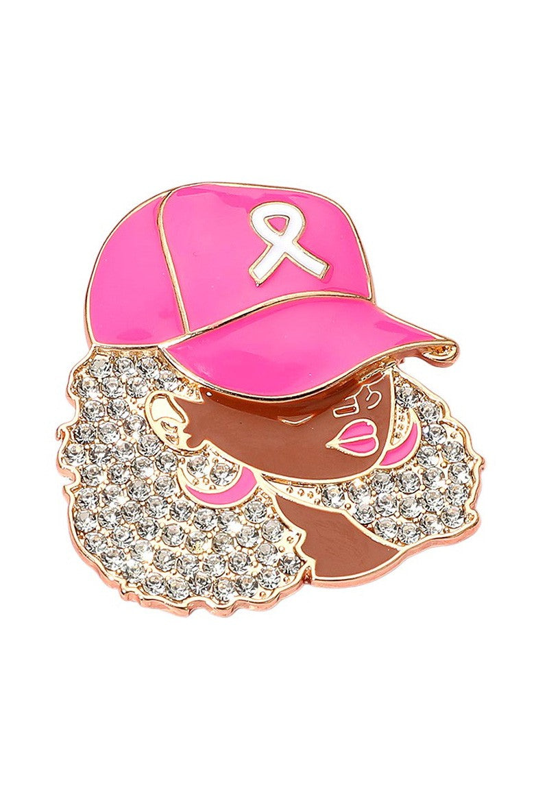 Pink Gold Afro Cap Brooch