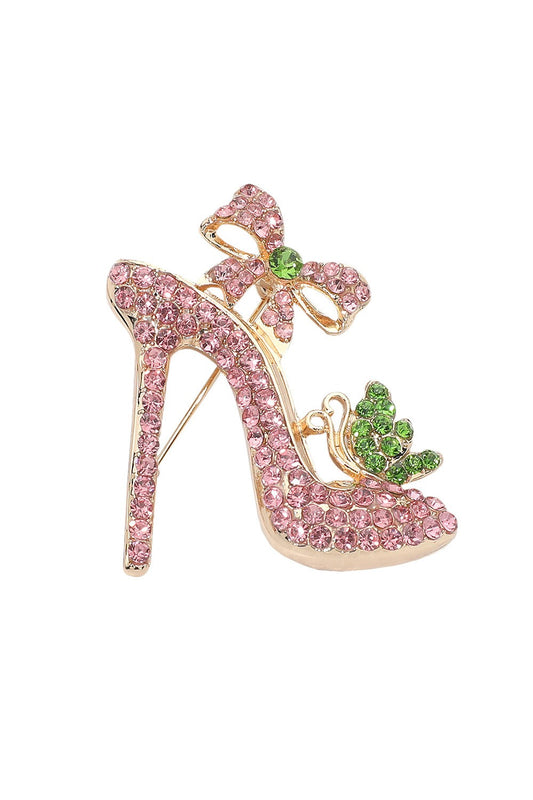 Pink and Green Shoe Brooch