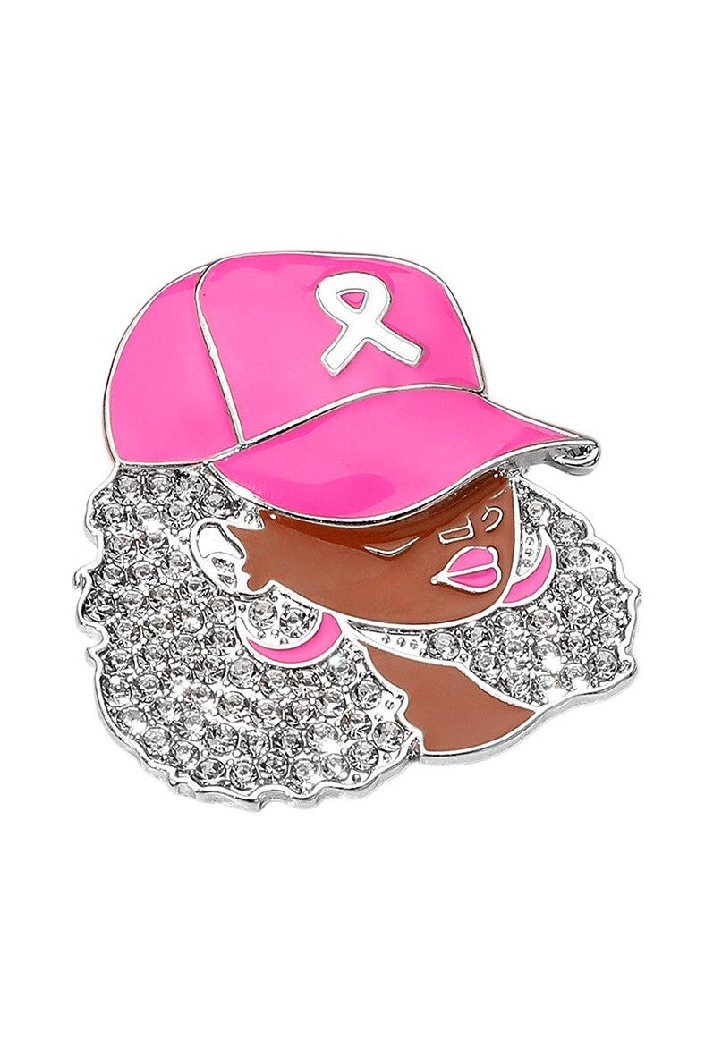 Pink Silver Afro Cap Brooch