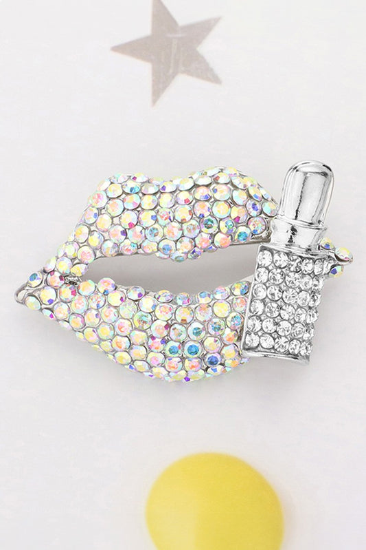 Silver AB Lip Brooch