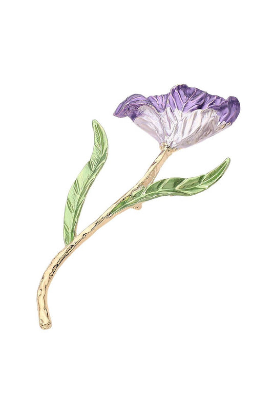 Purple Flower Stem Brooch