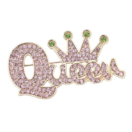 Pink and Green Queen Brooch